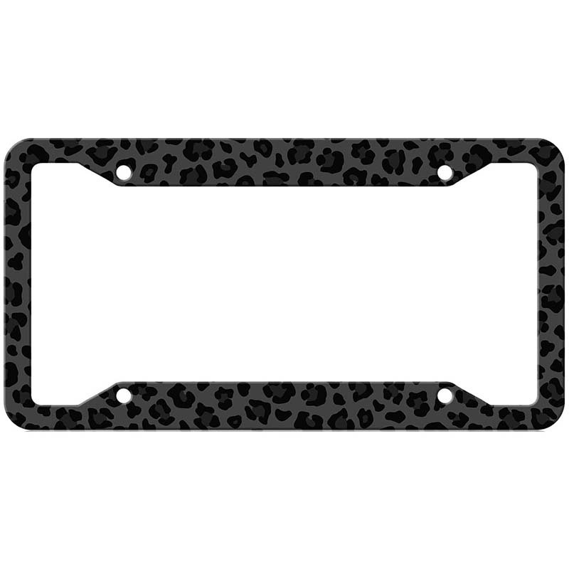 TEMU 2d Flat, Black Gray Leopard Print Design Frame, 12x6 Inch Aluminum License Plate Protector, License Plate Frame, Car Exterior Accessory,