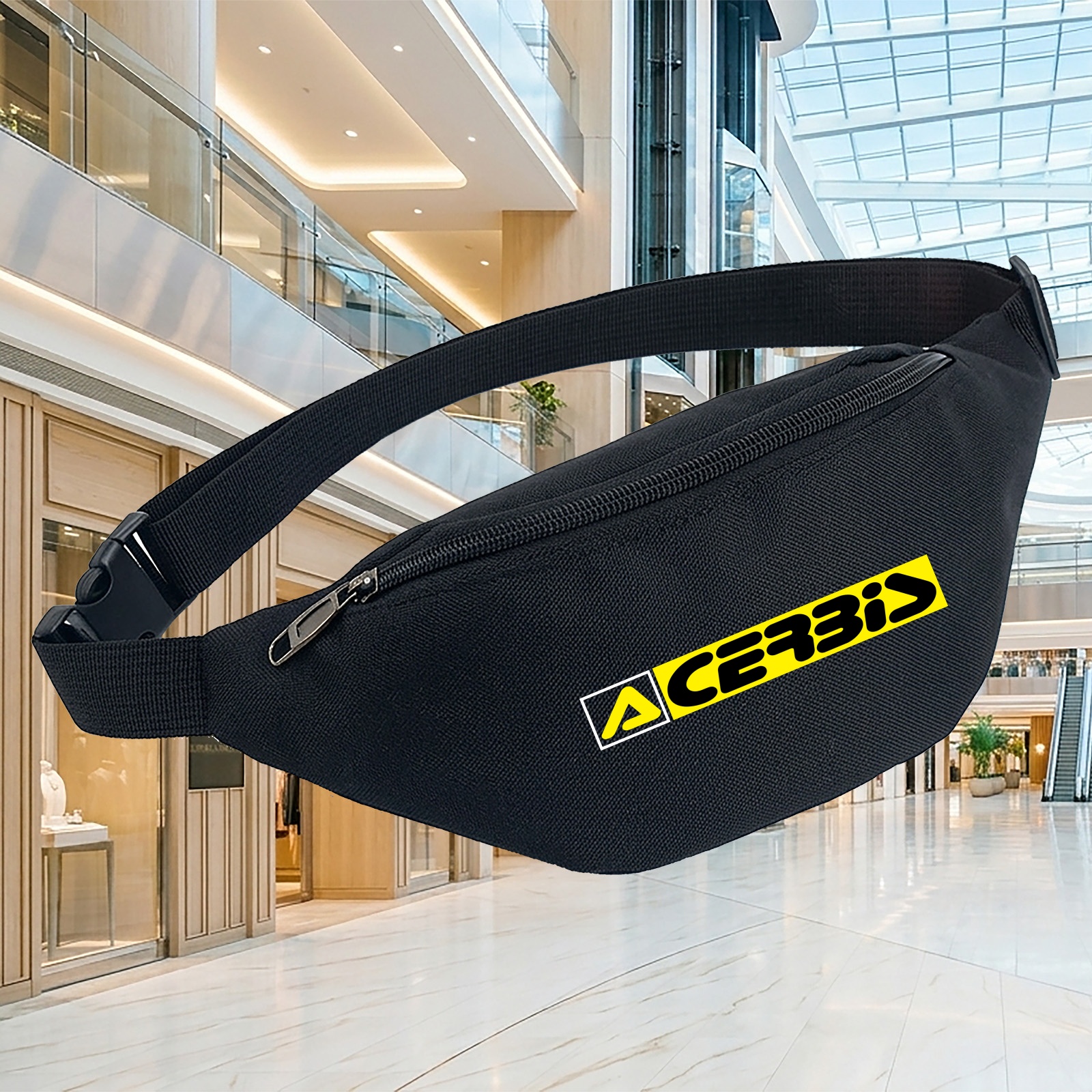 TEMU Sac Banane Logo pour Cyclisme VTT Course à pied Randonnée Sports de Voyage Entraînement Sac Bandoulière Sportif Pochette de Taille Sac Banane