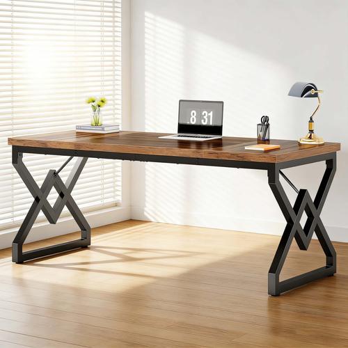 large desk measuring 160 x 70 x 75 cm featuring a sturdy wooden tabletop and a metal frame ideal for home office or study use