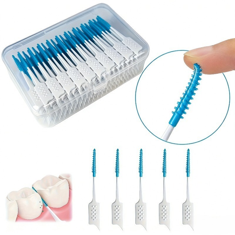 100pcs Blue Soft Interdental Brushes for Deep Cleaning