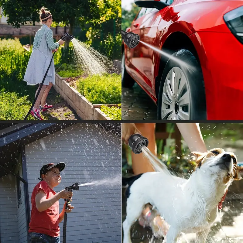 22 86metergarden hose with 8 function nozzle leak proof design quick connect universal connector threadt heavy duty rubber hose for outdoor pet washing car cleaning yard care compact storage fit garden hose holder Product details 6