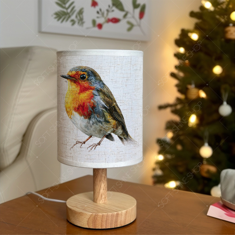 LED Fabric Desk Lamp with Hyper-Realistic Robin Design