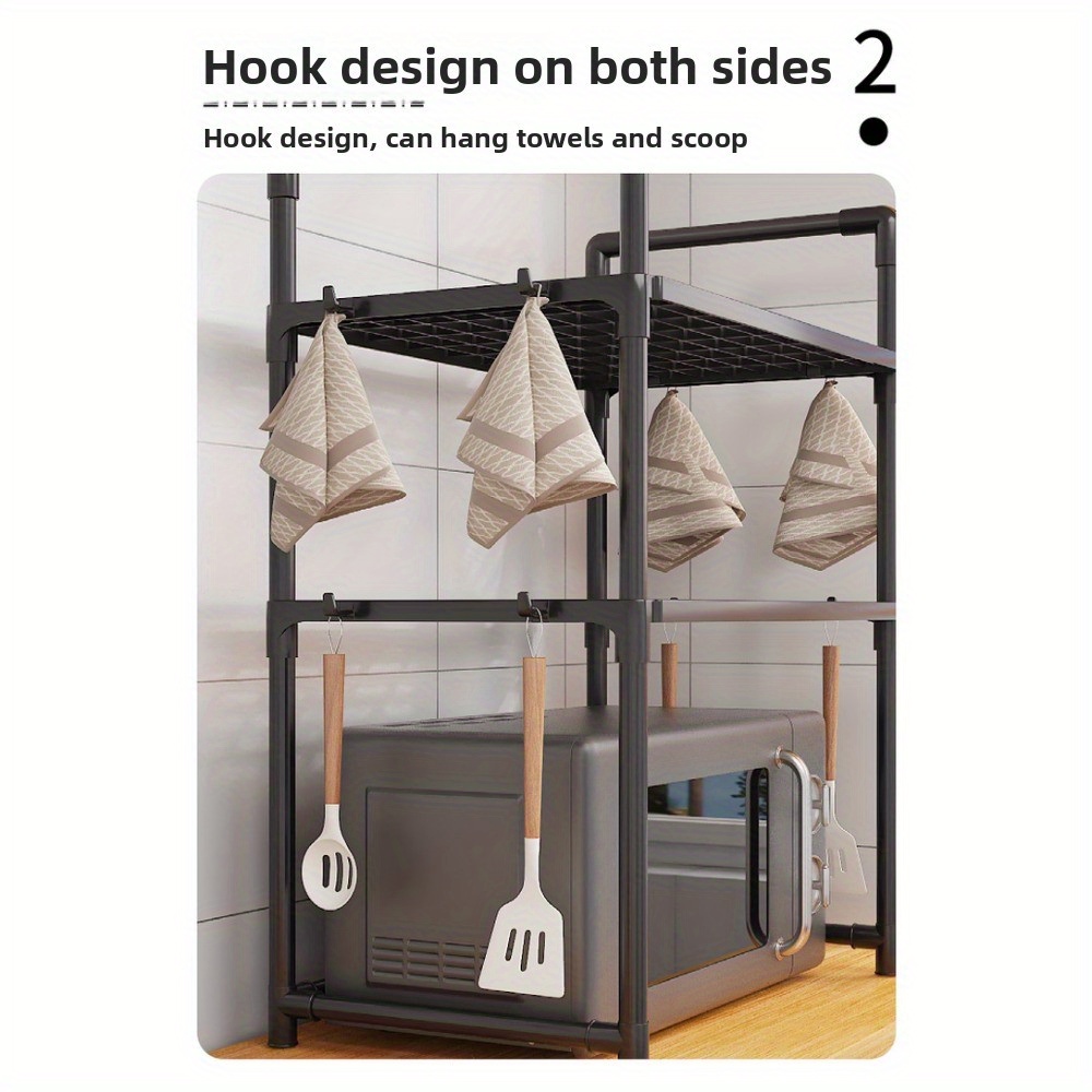 Scaffale Espandibile Per Microonde - Regolabile, Metallo, Con 6 Ganci, Organizer Da Cucina - Foto 10