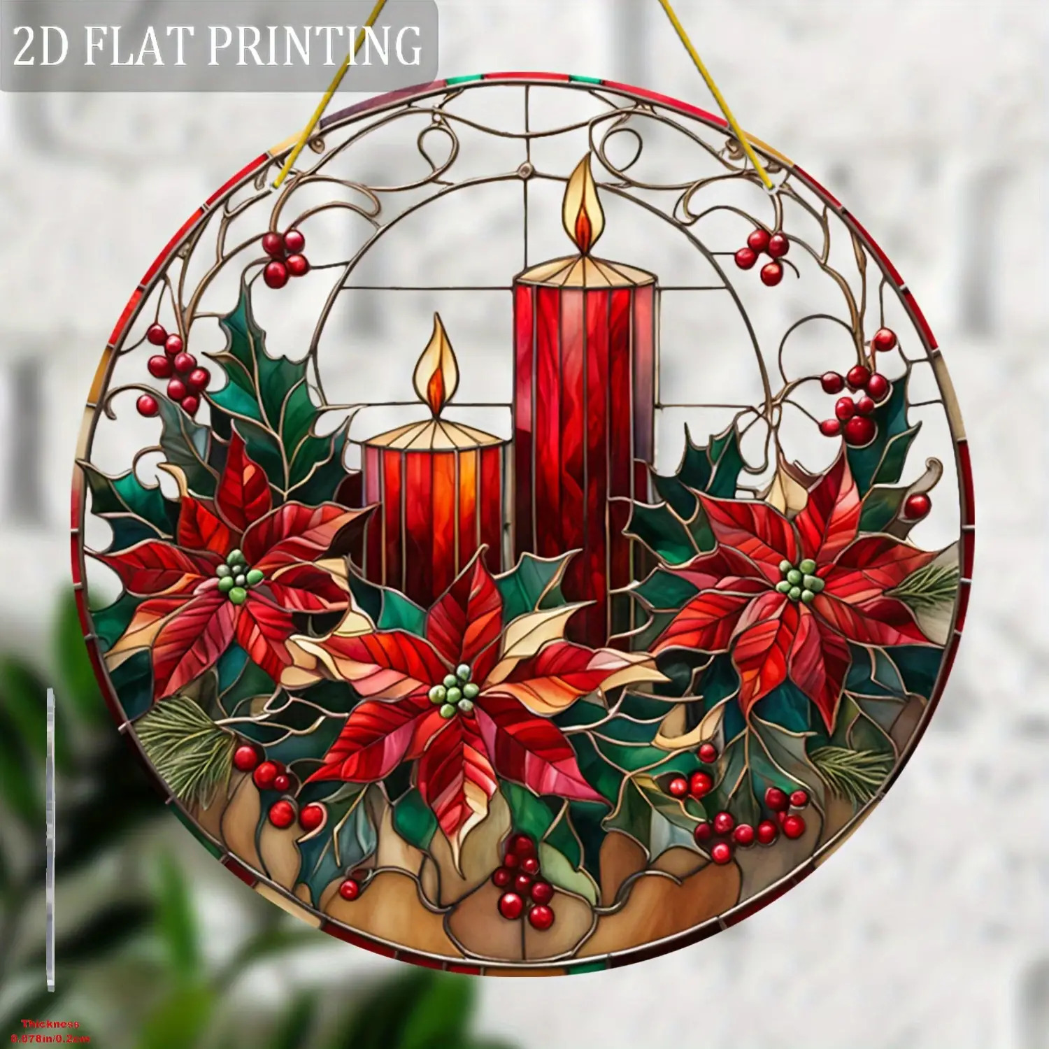 Image of 2d Flat - 2d Acrylic Decorations In Vibrant Colors For Christmas, Suitable For Window - Perfect For Indoor And Or Home Festive Decor, Applicable For 11 Different Occasions