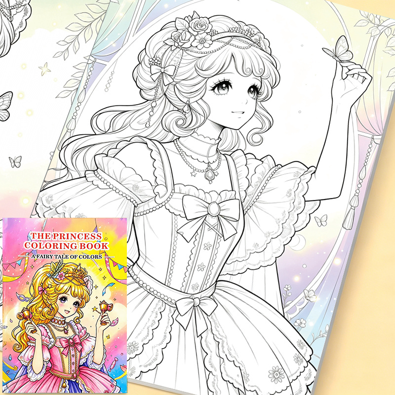 TEMU Livre de coloriage pour enfants, 32 pages cahier de dessin à de princesses de de , 'art créatif de dessin à , papier épaissi pour peindre et