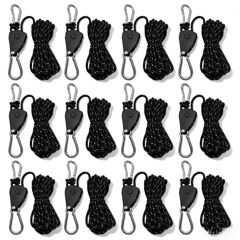 TEMU 12pcs Camping Tent Guyline Reflective Wind Rope Buckles Awning Ropes
