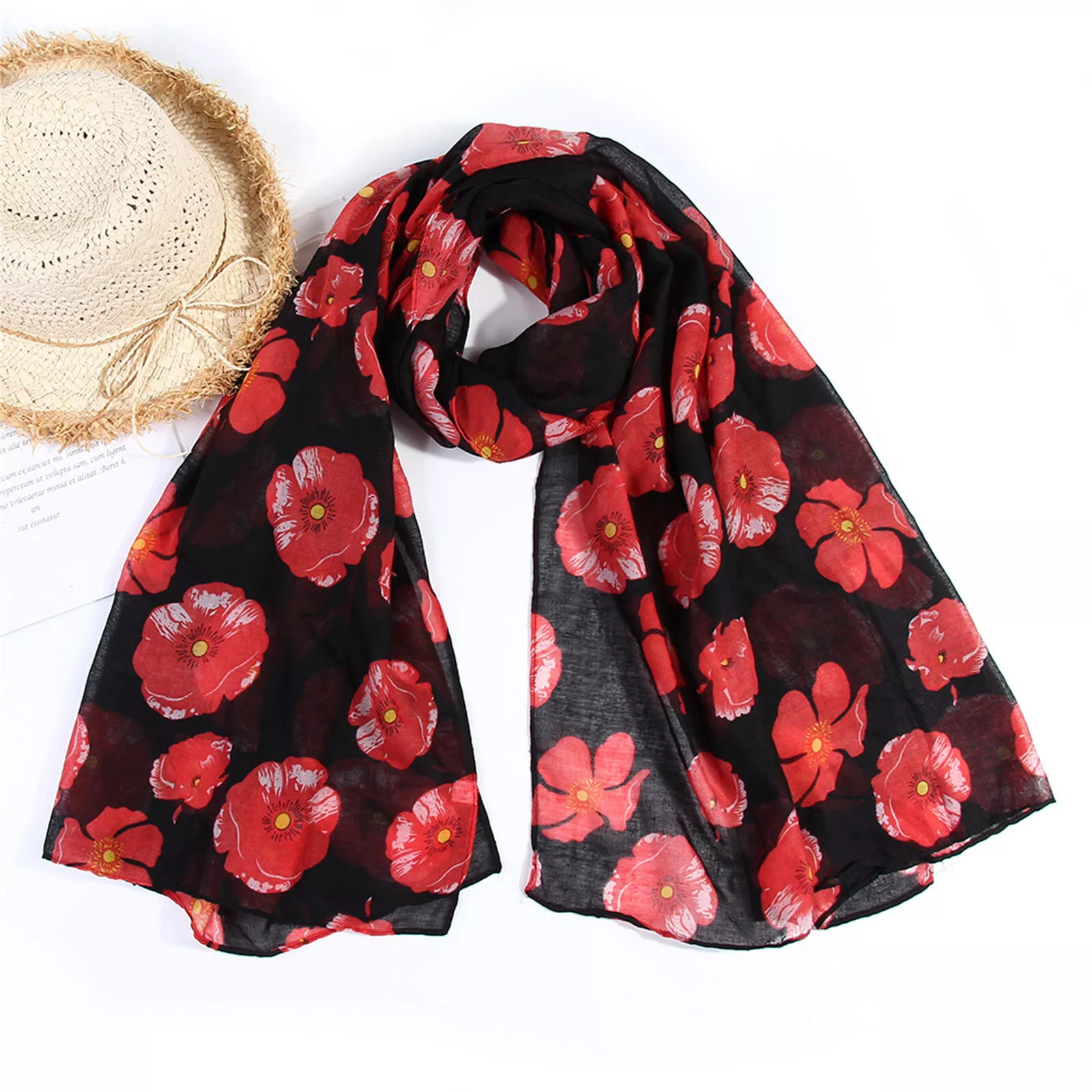 TEMU 2pcs Scarf For Women Lightweight Floral Printed Scarves Fall Fringed Shawl Wraps For Christmas, Birthday Gifts