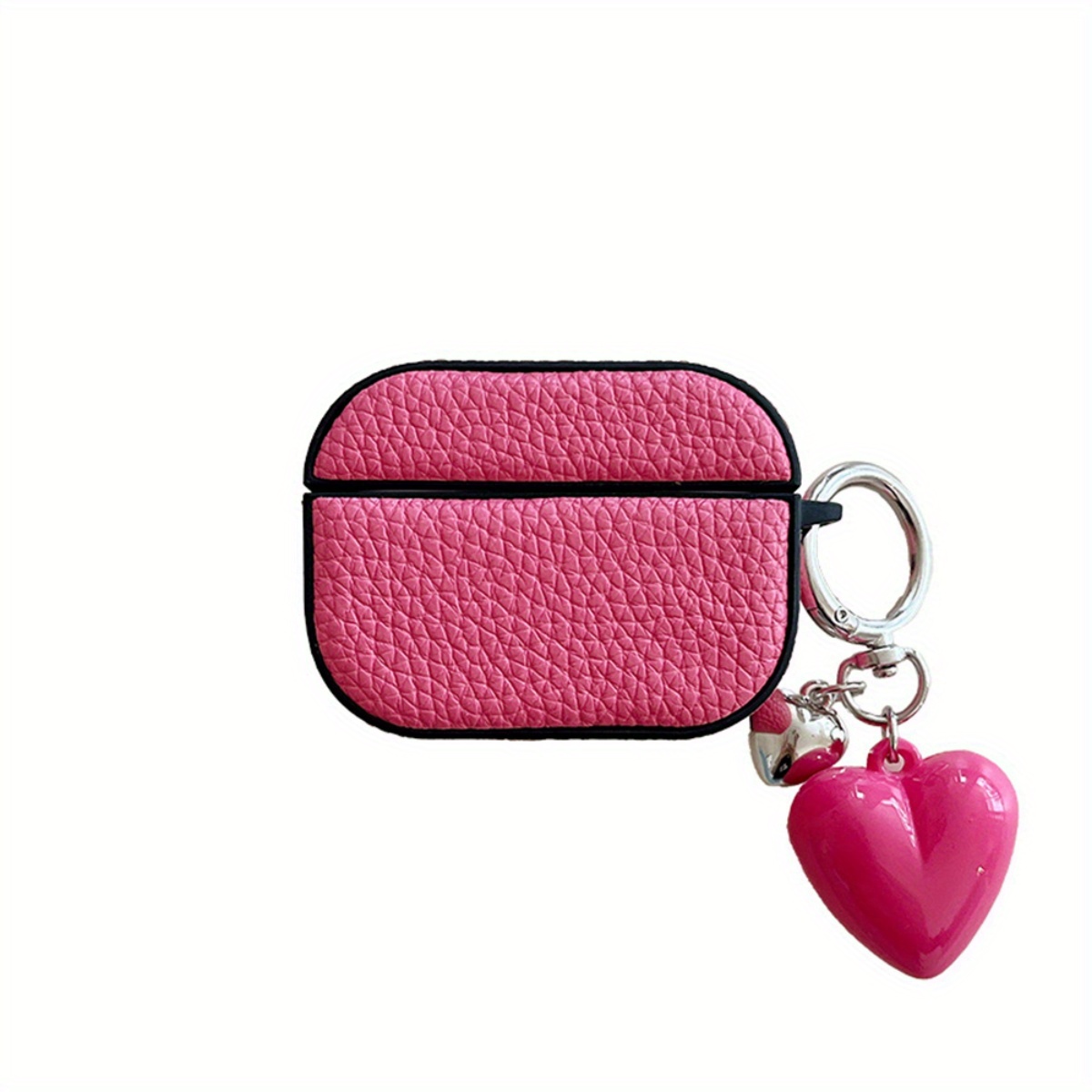 Cute Mini Earphone Case with Heart Charm, Black, Pink, Rose Red Anti-Drop Earphone Cover, Compatible with AirPods 3/4/Pro 2 Earphone Pouch