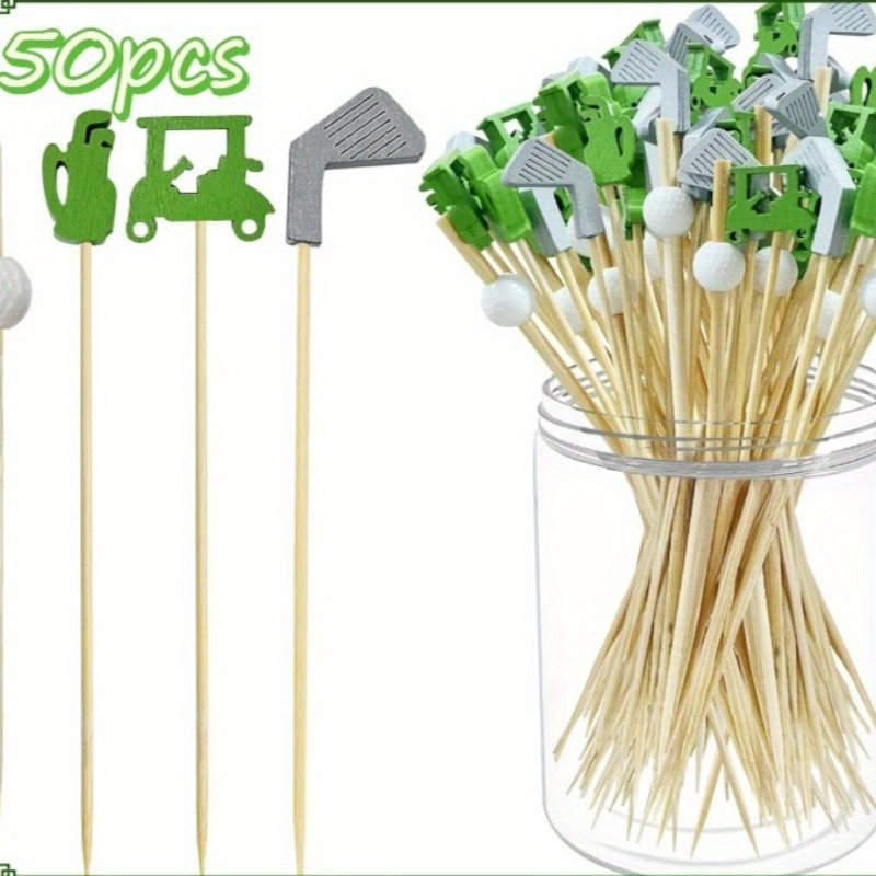 Image of 30/50pcs Golf Picks, 4.7-inch Golf-themed Decorative Ends For Sandwich And Fruit Skewers, Appetizers, Golf Catered Events, Party, And Holiday Supplies