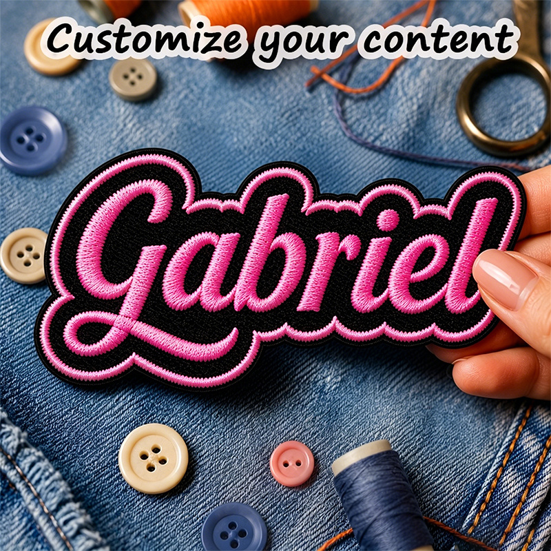 TEMU Etiquetas de de transferencia de personalizables y insignias bordadas de grandes, parches bordados multicolores con costuras reforzadas, diseño