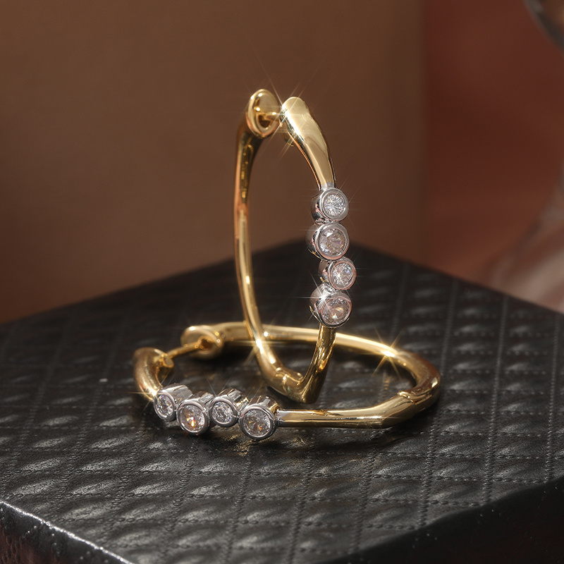 E-shop Modische, einfache glänzende synthetische Zirkonia-Ohrringe, eleganter Schmuck für Frauen exquisite Accessoires für den Feiertage