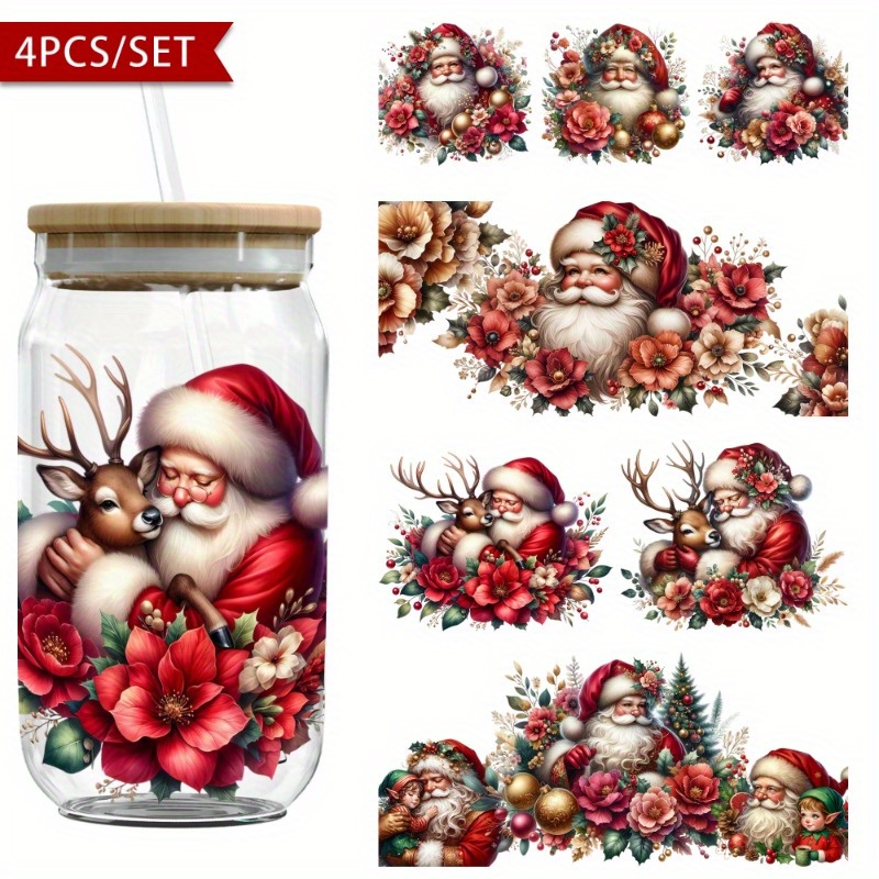 TEMU 4pz/Set Carta di Trasferimento in UV Impermeabile per Barattoli di Vetro da 16oz, Facile da Applicare, Carta Decorativa Fai-da-te Qualit�