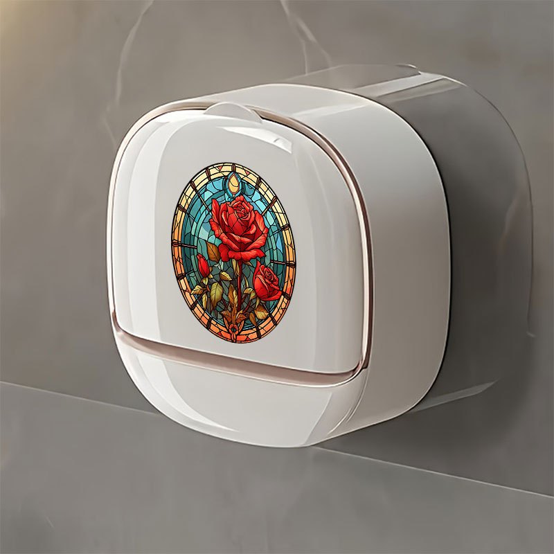 christmas 1pc rose window wall mounted soap holder non perforated soap box covered soap box household soap holder double layered soap storage rack with cover suitable for bathrooms halloween thanksgiving and christmas