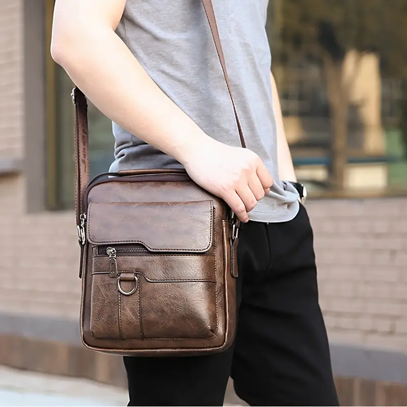 a single shoulder crossbody bag for men women with long wallet and short wallet integrating business leisure and commuting support details 4
