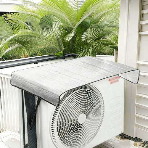 1pc air conditioner outdoor unit cover double layer aluminum foil heat insulation sun shade waterproof rainproof ac condenser cover keep extend service life