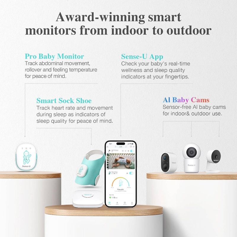 Sock Shoe Monitor - Track Heart Rate, Movement, Heartbeat with On - Device Sleep Indicator Notifications 1 - 12m, Foot Monitor, Peace of Mind