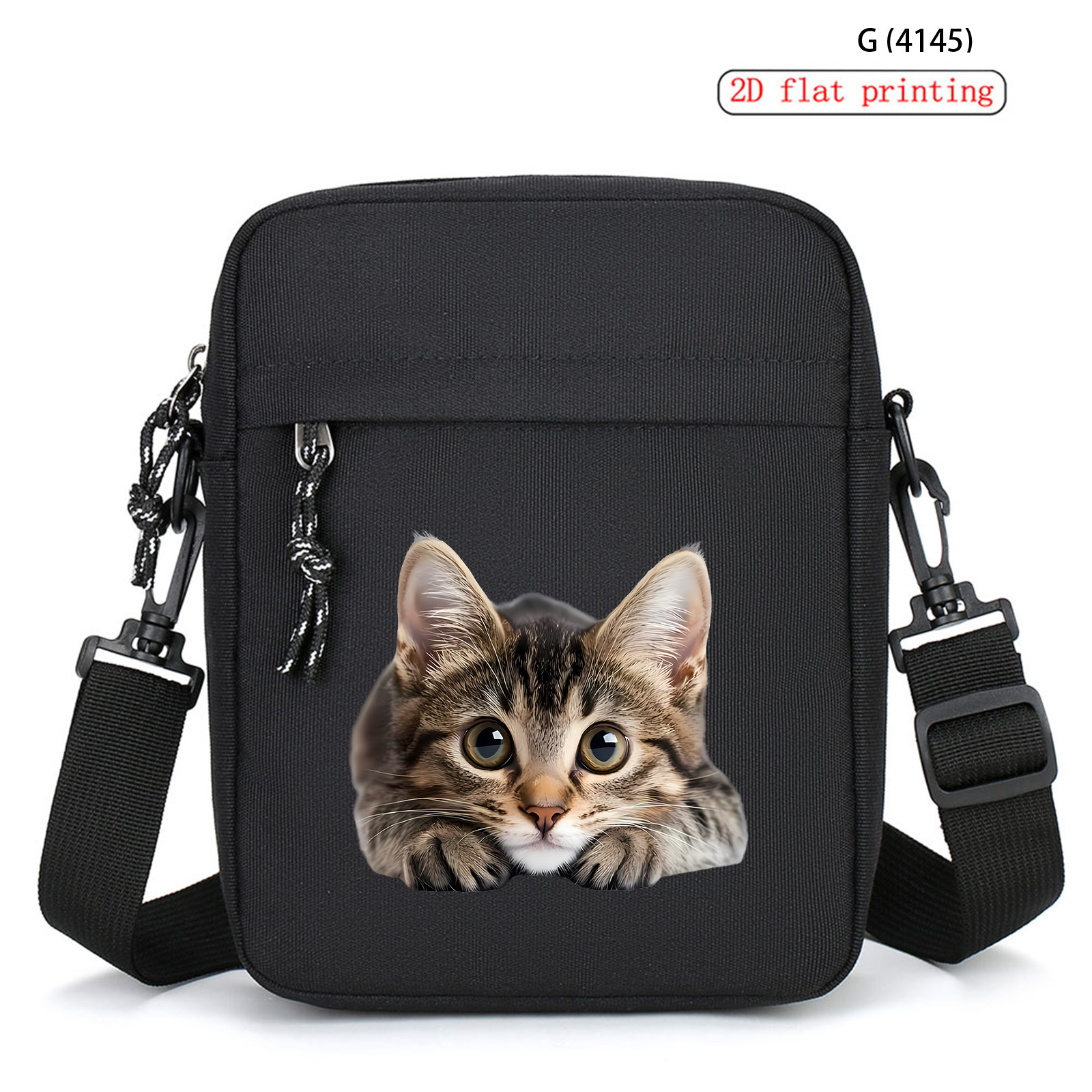 TEMU 1 pièce Sacoche Bandoulière Noire à Imprimé Chat, et , Sac à Bandoulière Multifonctionnel Grande , Pochette pour Téléphone, Convient pour les