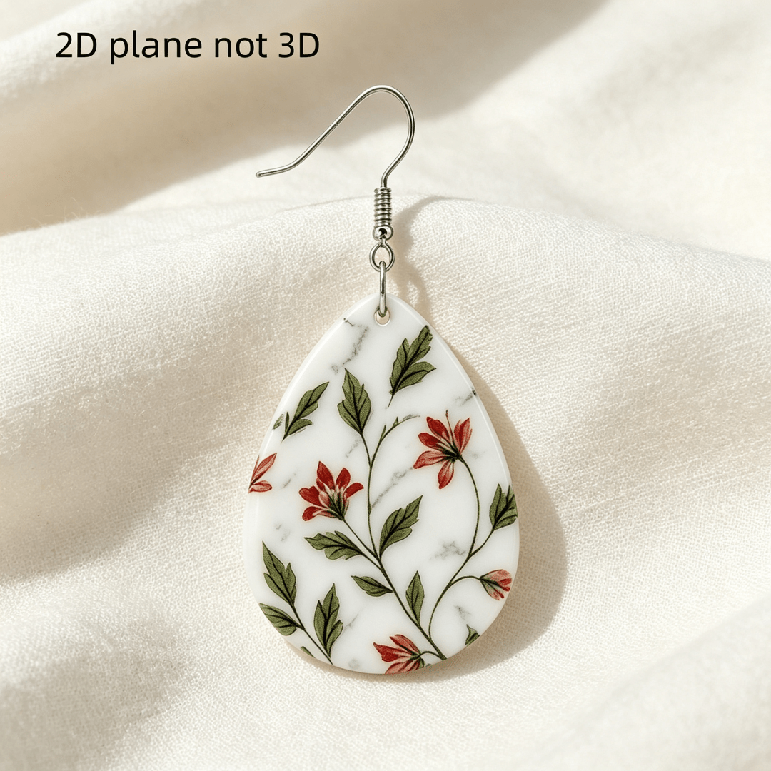 Vintage Floral Teardrop Dangle Earrings, Lightweight Acrylic