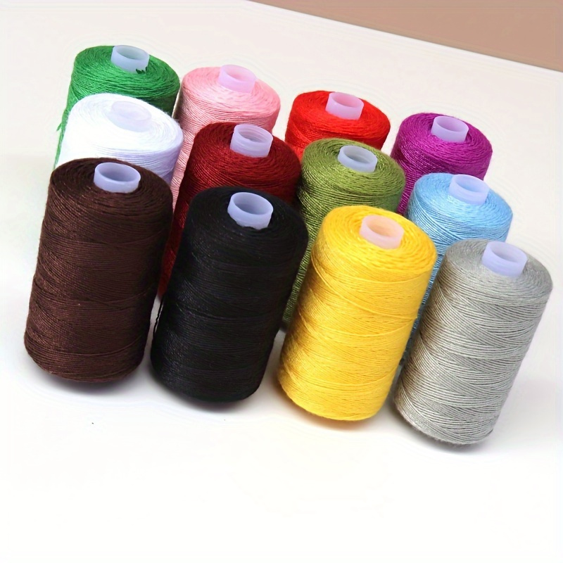 

12pcs High Strength Polyester Sewing Thread Set, 600 Yards Each, Multicolor Spools - Ideal For Diy Crafts And Denim Sewing, Sewing Supplies Accessories