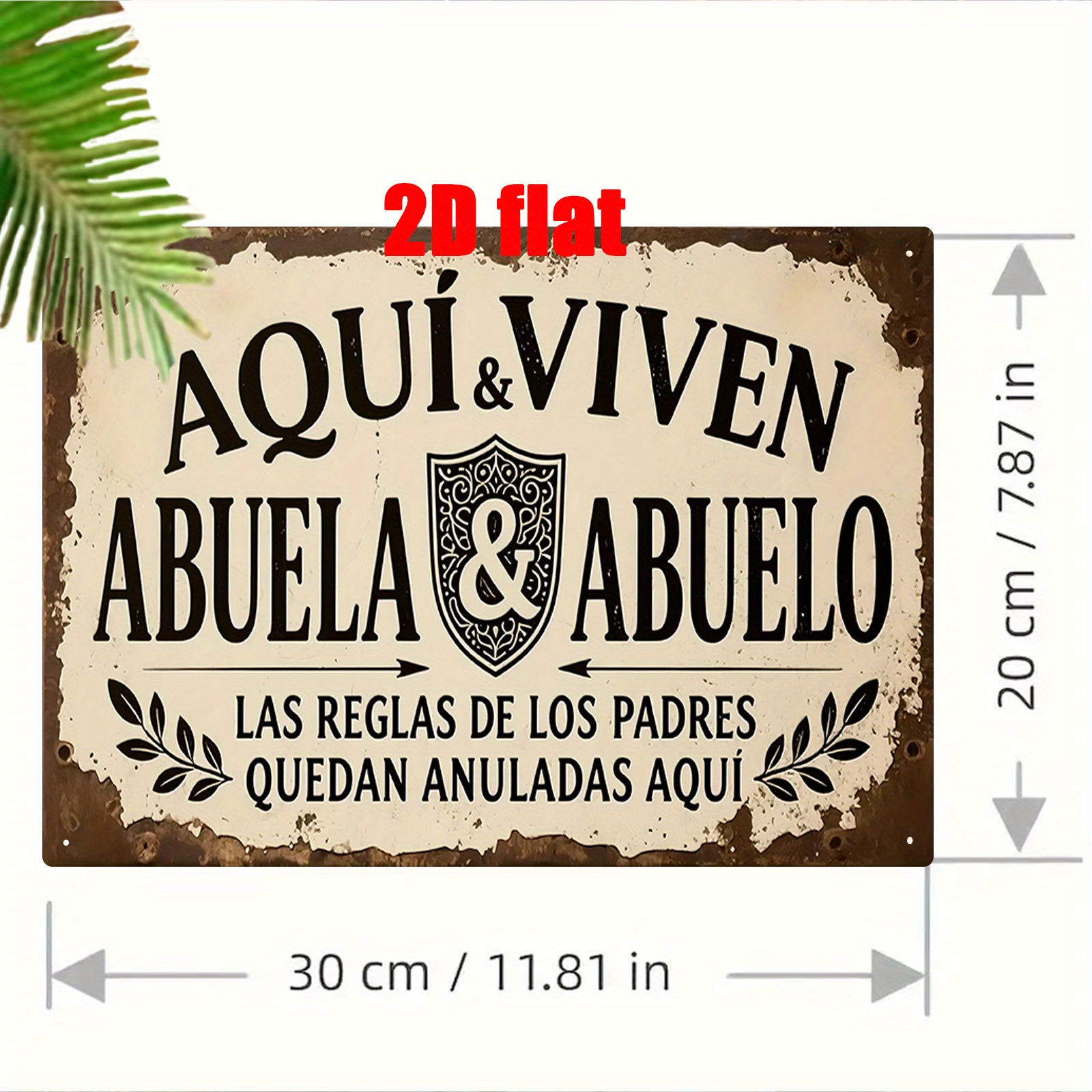 TEMU 2D, 1 pieza Letrero de pared de metal español vintage - Placa rústica con diseño "AQUÍ VIVEN Y ", 19.81x29.97 cm, ideal para decoración del