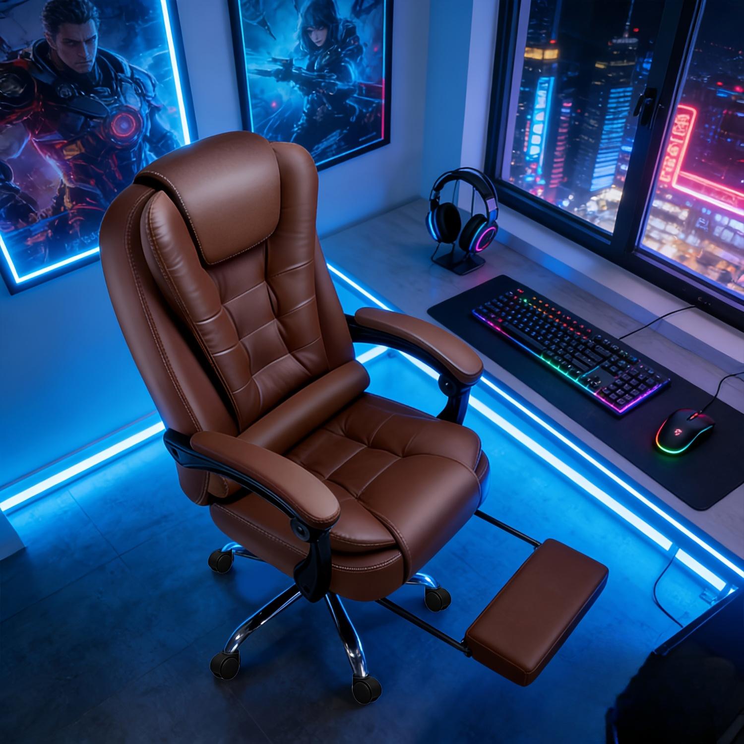 ergonomic office chair large executive chair for adults featuring reclining function and leg support comfortable computer chair for office work desk work and     with soft armrests and a swivel base