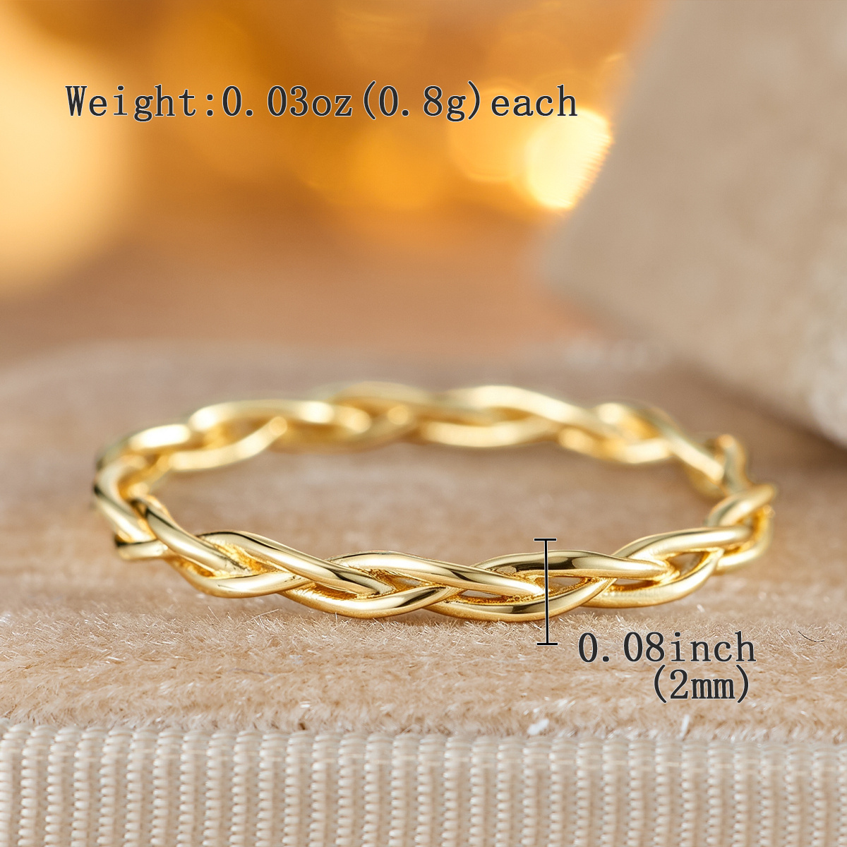 Women's Simple Twisted Braided Band Ring, Elegant Design