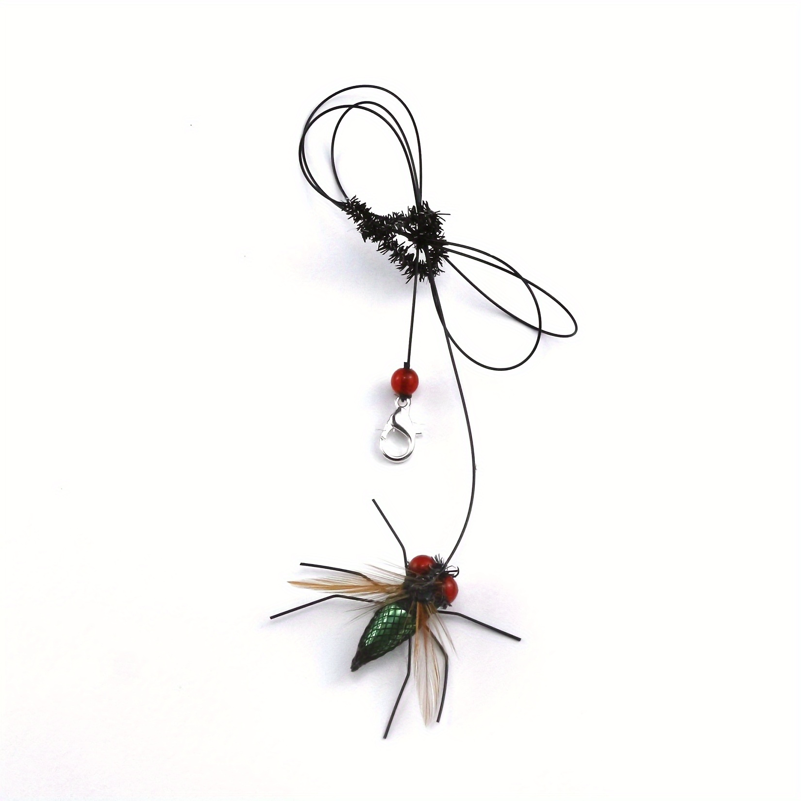 Interactive for cat Toy Featuring a Long Dangling Rope, Sturdy Replacement Heads for a Teaser Wand, Lifelike Insect Design for Engaging Play And Exercise, Perfect for Indoor Kittens, And Includes Synthetic Feathers, Without Battery