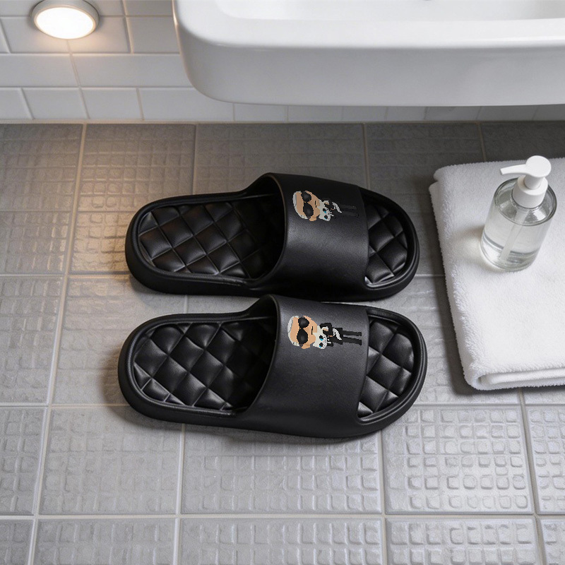 TEMU 1 Pair Cartoon Fashion Fashion Glasses White Cat Men's And Women's Slippers, Indoor/outdoor Slippers, Bathroom Sandals, Open-toe Round-toe, And