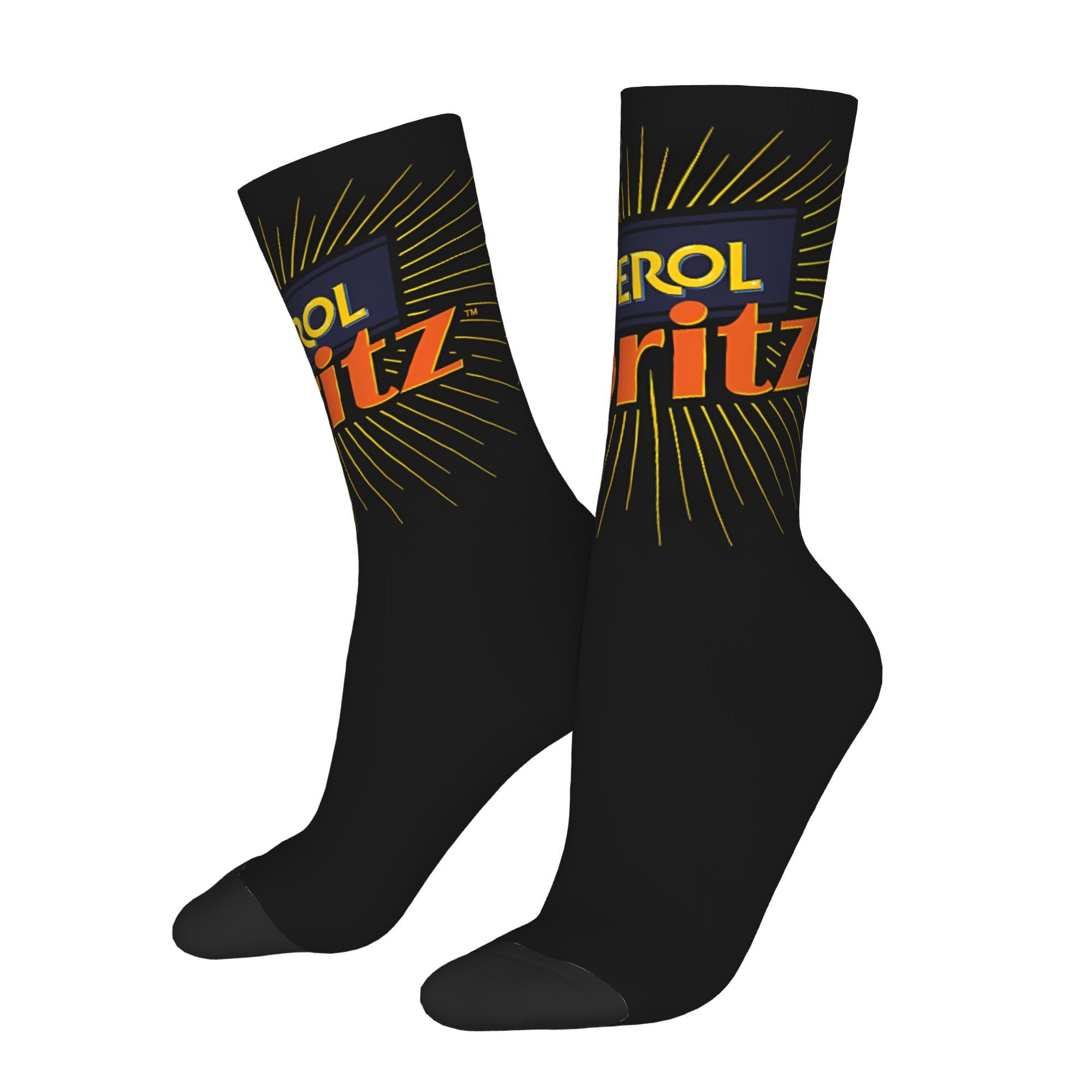 

1 Pair Men's Novelty Polyester Socks With Brand Print, Knit Fabric, Hand Wash/ Only