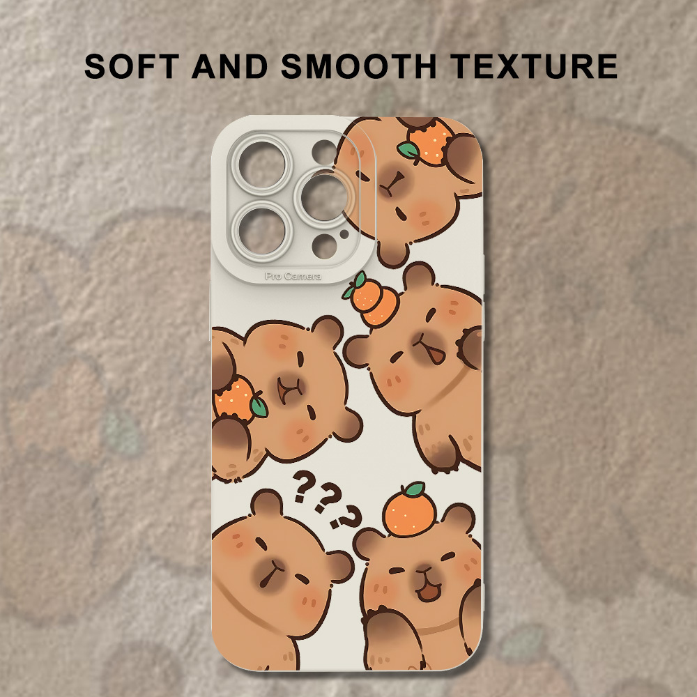 TEMU Cute Creative Unique Capybara Animal Design For Iphone Black And White Multicolor Mobile Phone Case For Men And Women Gift 16 15 14 11 Xs Xr X 7
