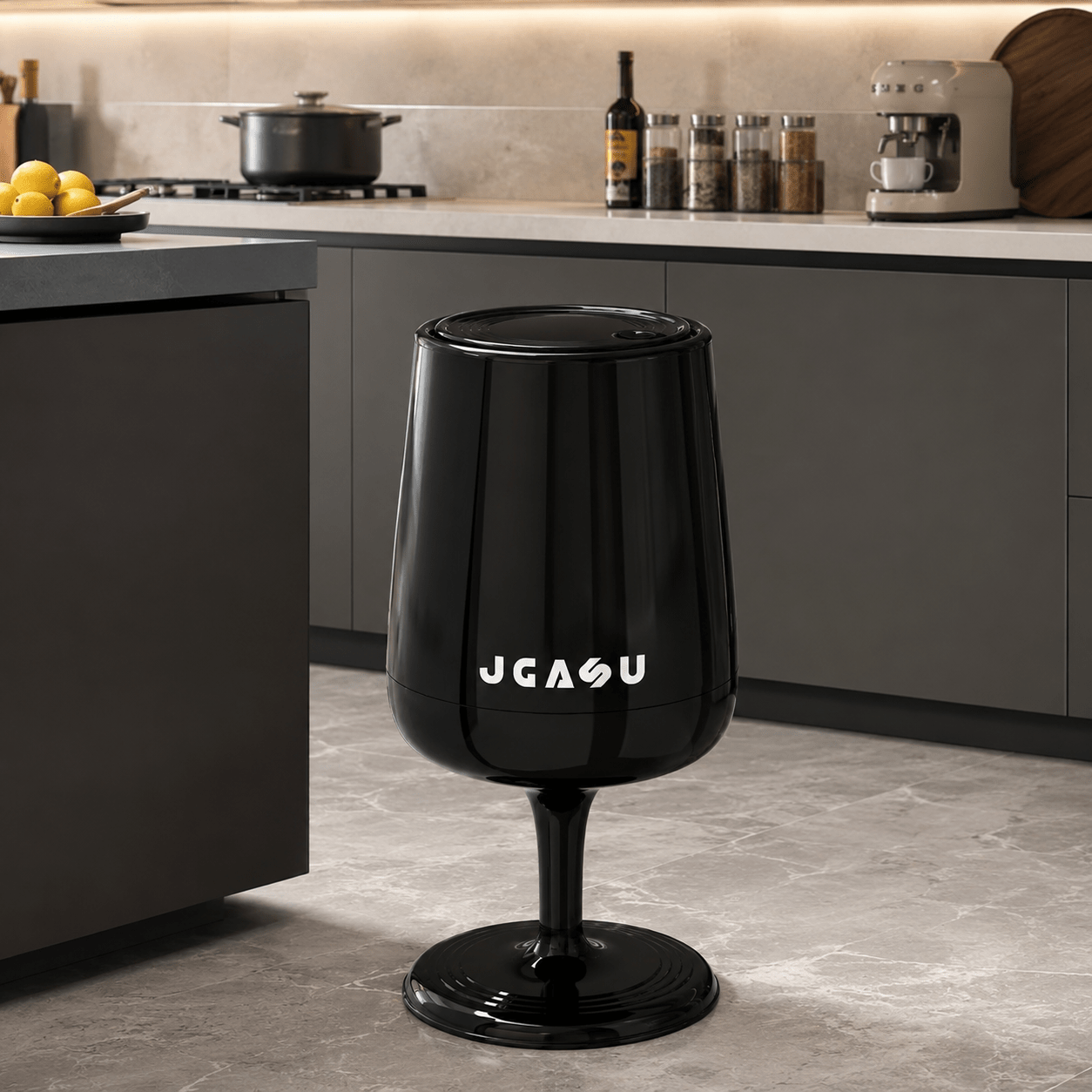 Image of 20l Decorative Outdoor Trash Can With Lid, Modern Pedestal Waste Bin, Odor-proof , Unique Goblet- For Patio, Garden, Balcony And Entryway