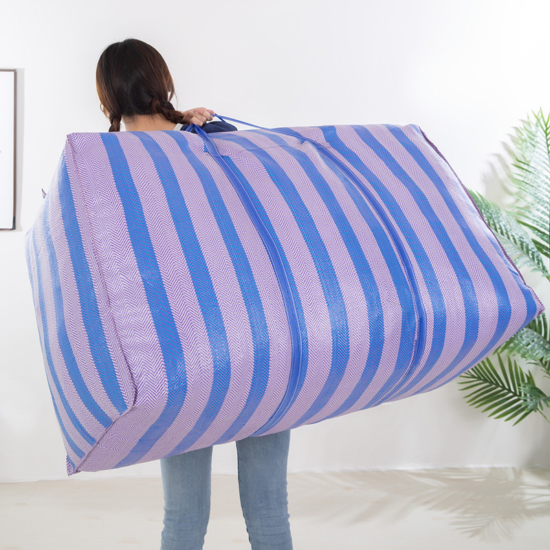 TEMU 1pc 120l Large-capacity Car Travel Storage Bag, Quilt, Thickened Blue And White Nylon Bag, Duffel Bag, Portable Moving Bag.