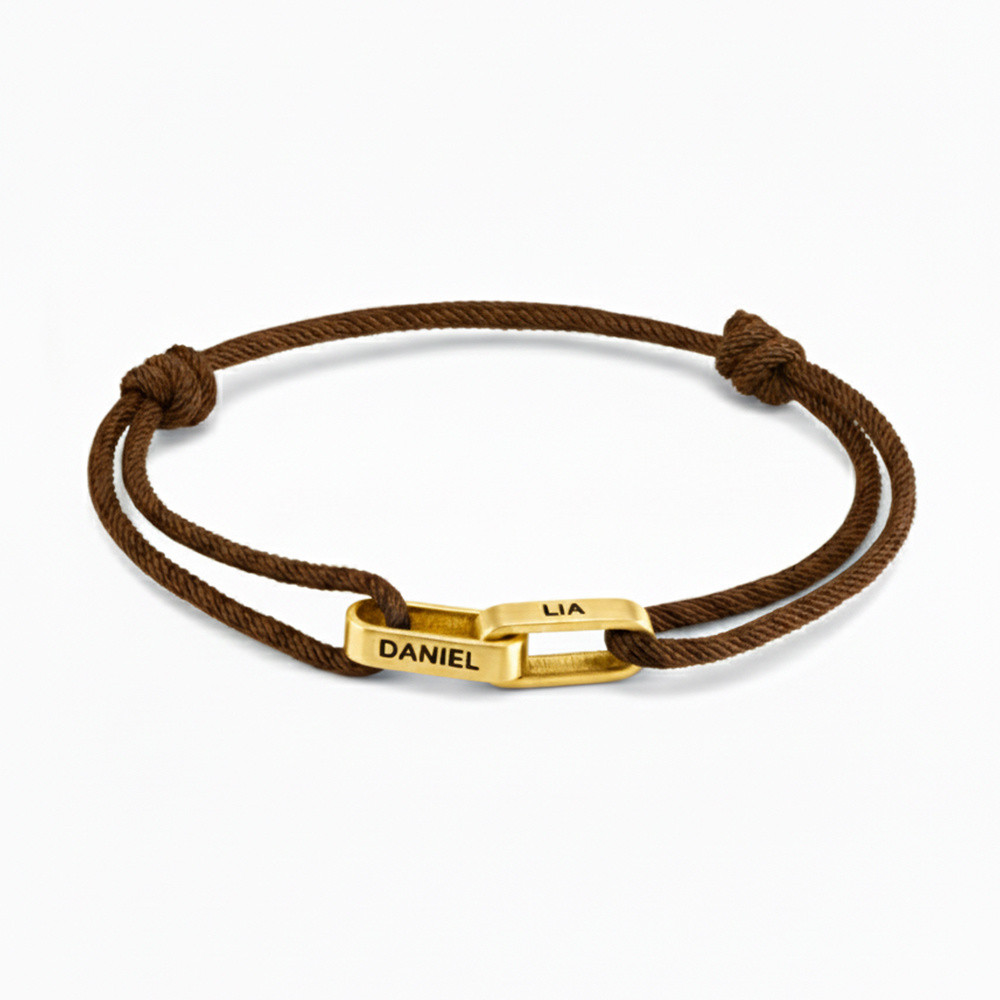 TEMU Custom Couple Bracelet With 2 Engraved Names – Adjustable Rope Friendship Bracelet For , Minimalist Matching Jewelry In Trendy Winter Colors –