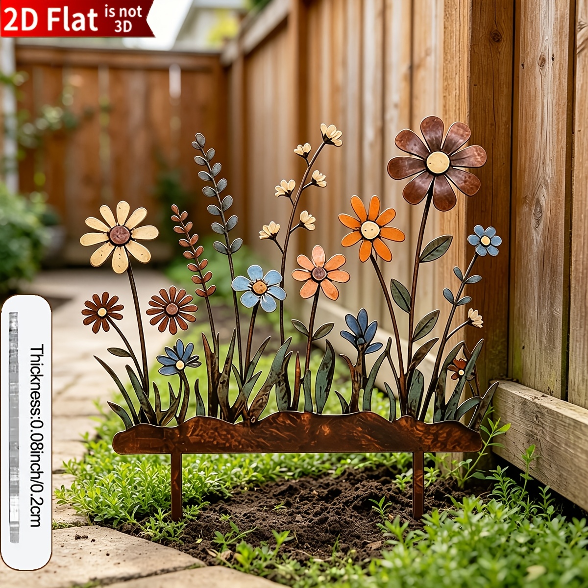 2d flat 2d flat 1pc 2d flat   garden stake with colorful   2d acrylic faux rust design suitable for weatherproof outdoor decoration on patios fences and courtyards ideal for outdoor yard decor holiday decorations