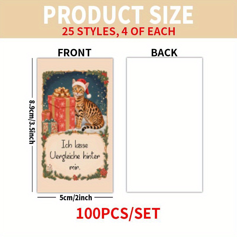 TEMU Set Of 100 Cards Featuring Adorable Pets For A German Christmas Theme - Includes 25 Different Inspirational Quotes, Perfect For , Family,