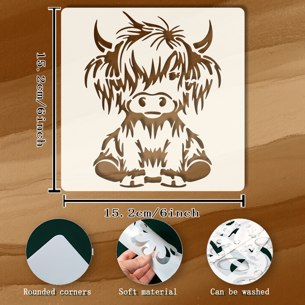 TEMU 1pc Animal Pattern Stencil For Dogs, Cats, Birds, And Calves - Reusable Plastic Template For Painting On Wood, Canvas, Fabric Floors, Walls, Diy