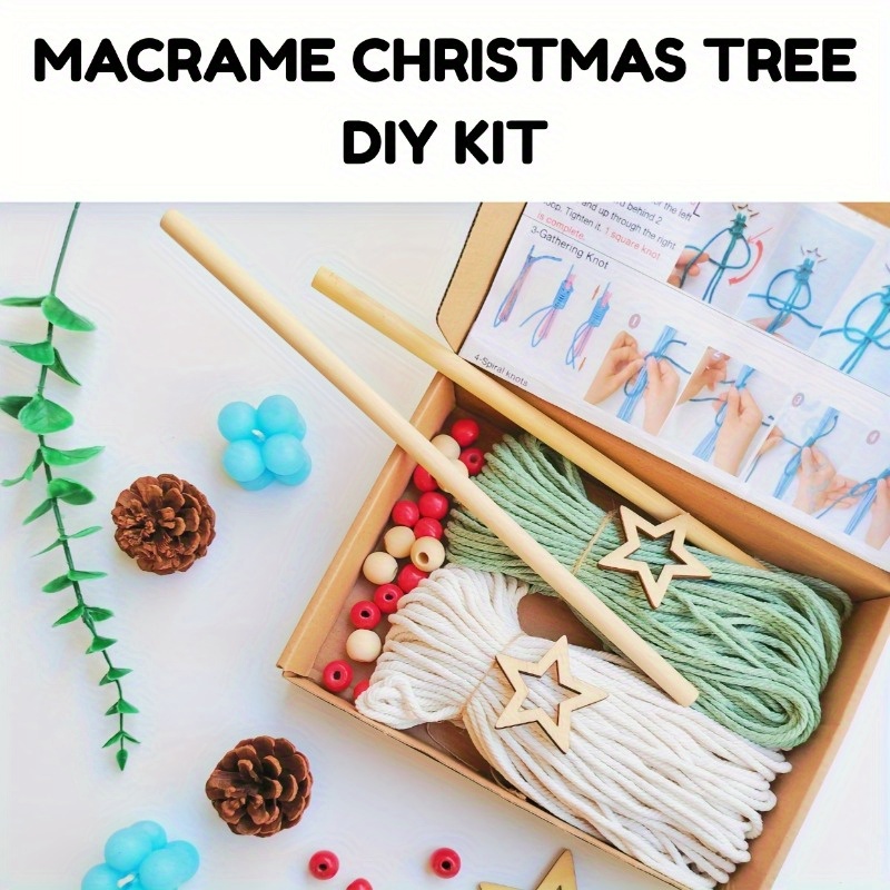 TEMU 2pcs Pieces Woven Christmas Tree Diy Wall Hanging Craft - Handmade Woven Texture With Patterns & Video Tutorial, Assembly For Handmade Holiday