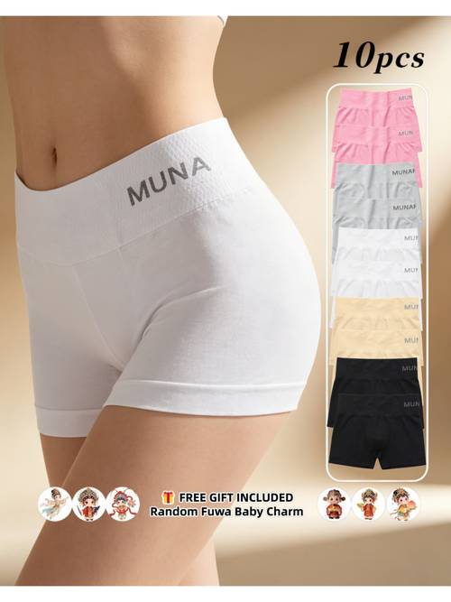 10pcs women tummy control seamless boyshort underwear high elastic shaping shorts with anti chafing edges anti roll waistband lightweight breathable suitable for daily wear gym postpartum free solid color