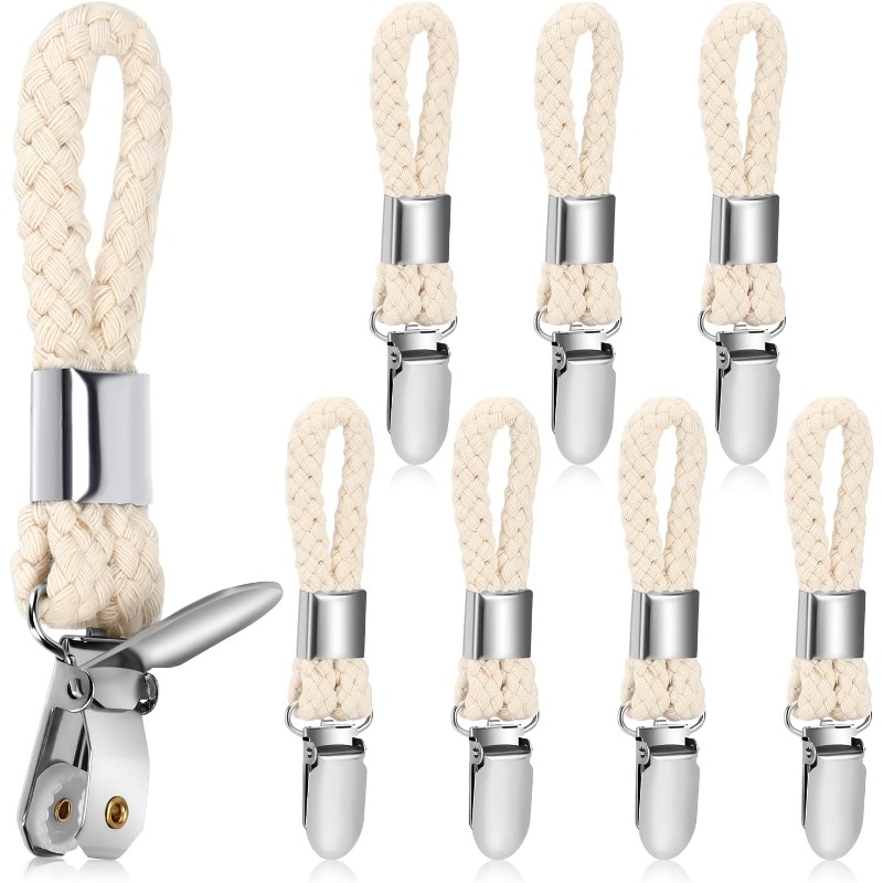 TEMU Towel Clips, 8pcs Set No-sew Towel Rack With Ring Hook Clips For Kitchen Dish Towels And Bathroom Towel Storage Household Clips, Hanging Clips
