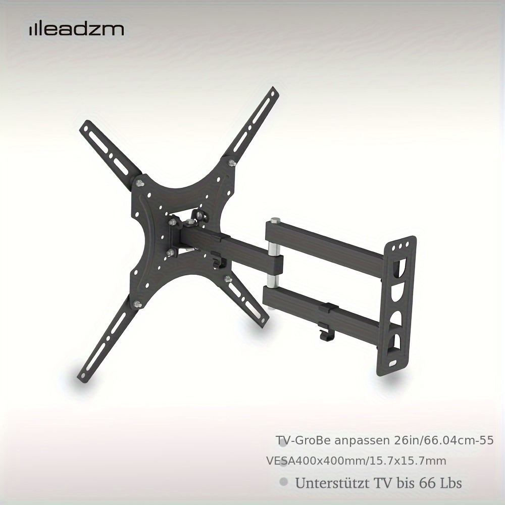 E-shop MOTOOS Wandmontage-TV-Halterung, höhenverstellbar um 5~12° mit 180° Drehung, 30 kg, mit Wasserwaage, VESA 400x400, Schwarz