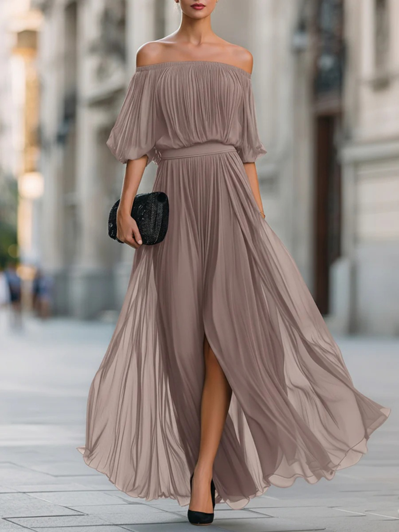 temu semi formal dresses Women's Elegant Short-Sleeve A-Line Dress with Short Sleeves & Small Round Neck - Solid Color Short Dress Suitable for Spring/Summer * Office & Semi-Formal Wear