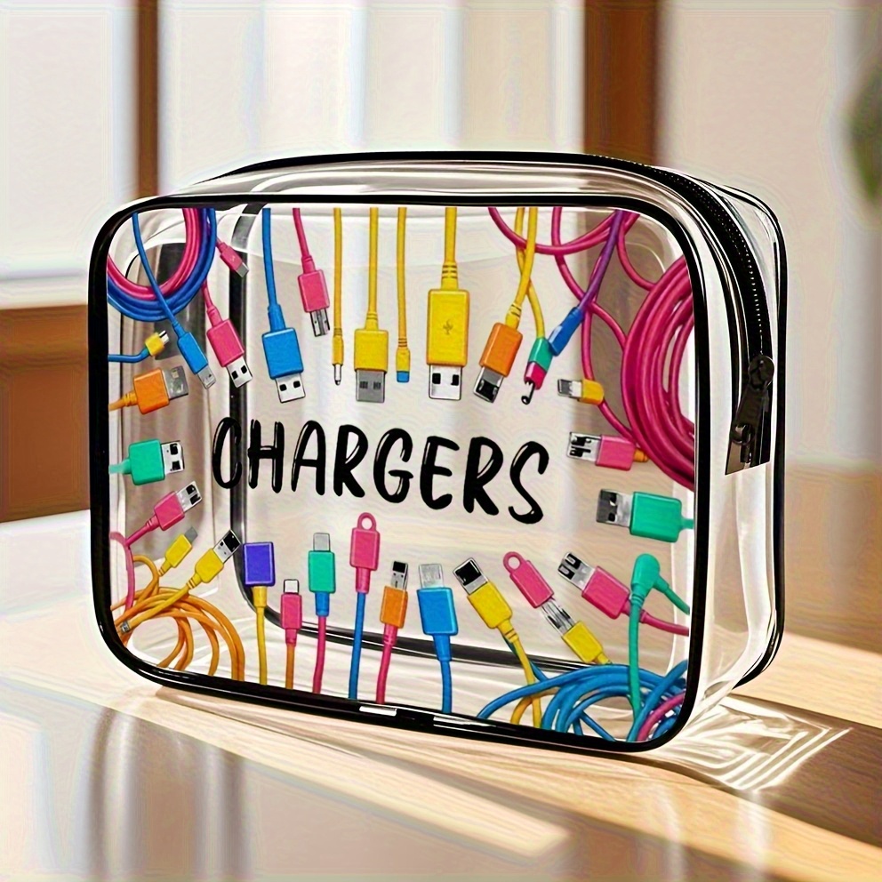 Image of 1 Pvc Makeup Bag With Zipper Closure, Large Capacity, Easy To Clean - Fashionable High-quality Storage Pouch For Women And Men, High-quality Bag, Toiletry Bag, Travel Portable