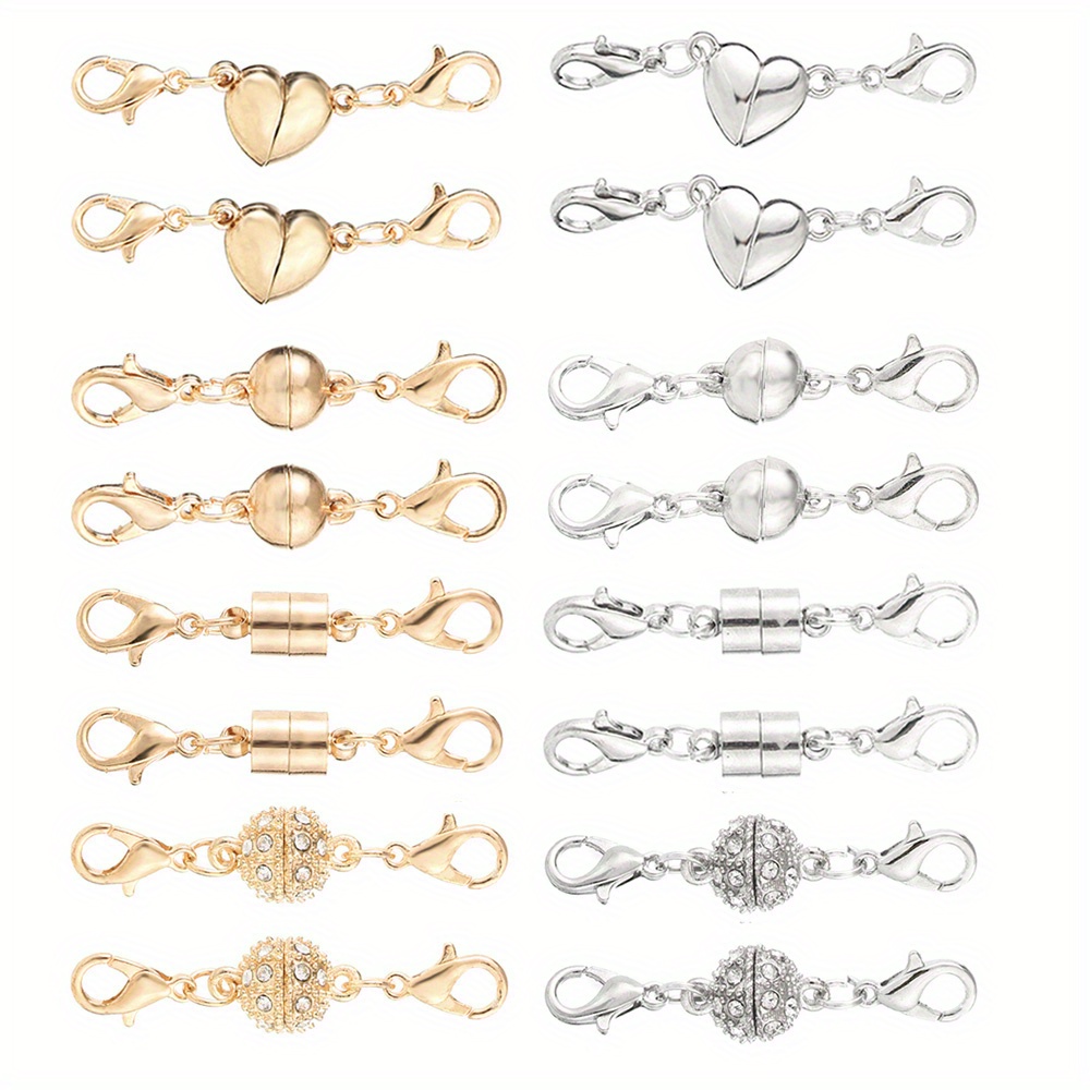 set 16 heart shaped cylindrical magnetic clasps necklaces - Temu
