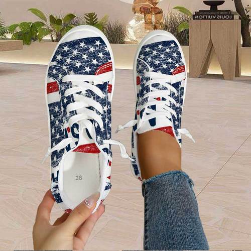 womens american flag sneakers low top lace up skate shoes with round toe tpr sole breathable fabric suitable for campus streetwear skateboarding casual daily wear versatile athletic footwear women shoes