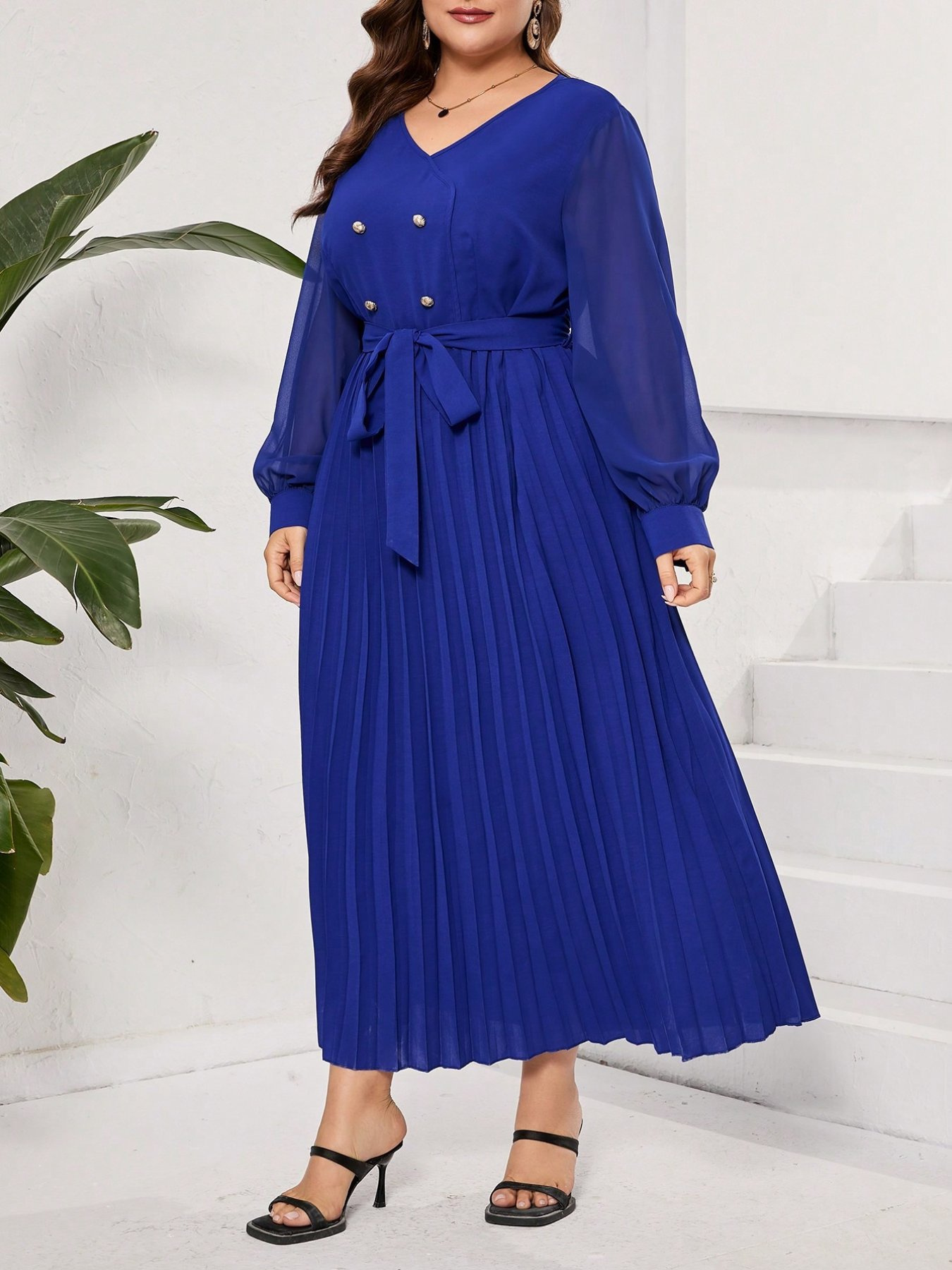 royal blue maxi dress plus size sold on Temu United States