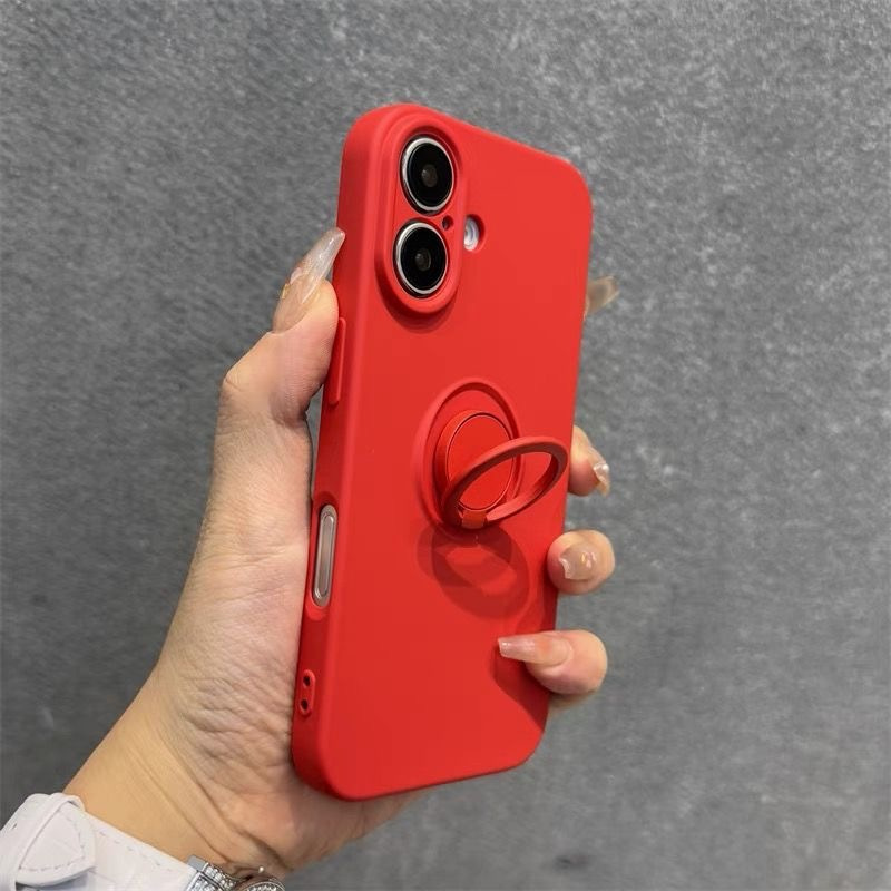 Liquid Silicone Suitable for 16 Phone Cases, Compatible with for iphone 15 Pro Max Ring Stand, Designed for Women, Full Protection Soft Case for 14 Plus, Shockproof for 13, High-end Texture for 12 Minimalist Style, Solid Color Protective Cover