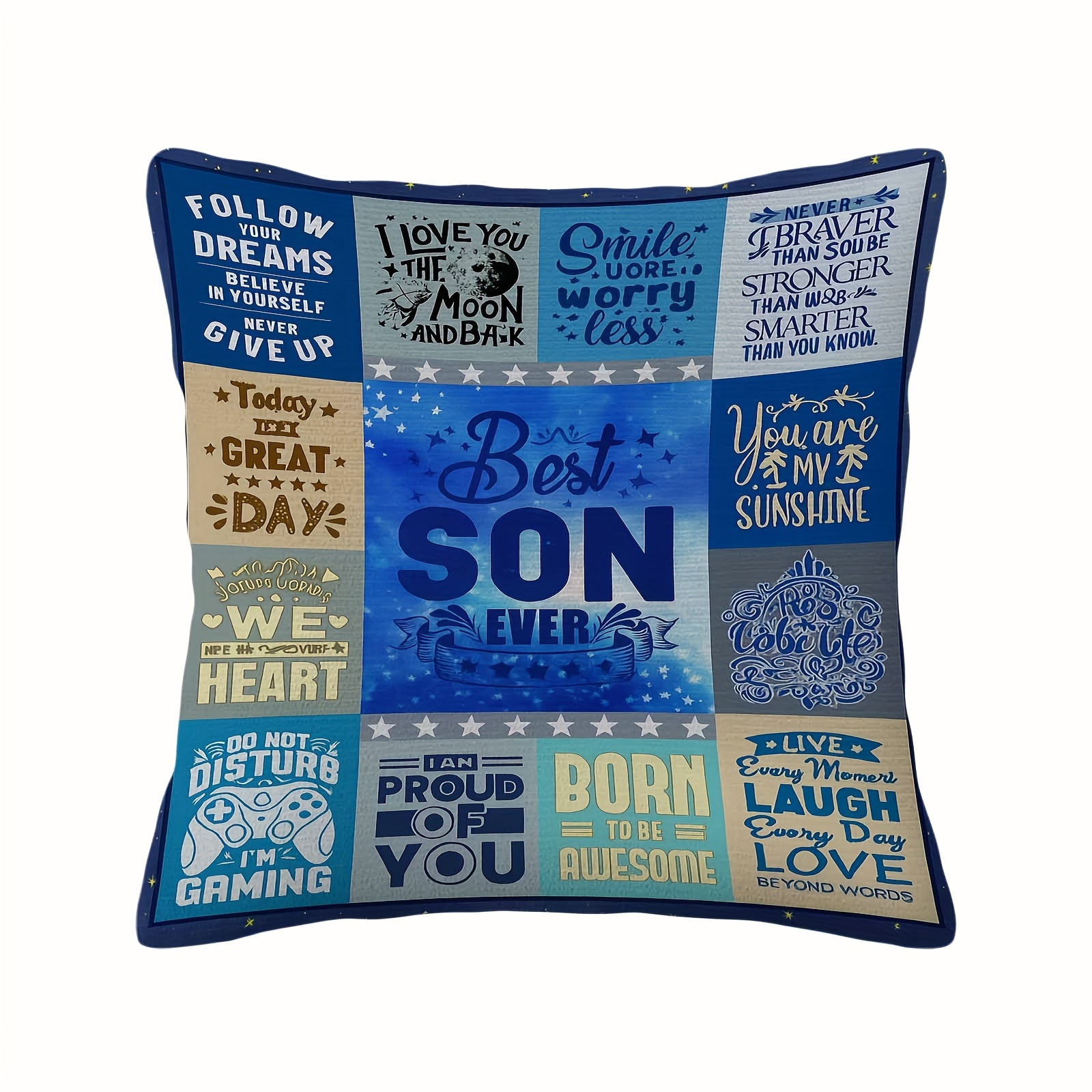 TEMU 1pc "best Son" Inspirational Quote Printed Pillowcase With , Zipper Closure, Suitable For Decorative Cushion Covers In Various Room Types -