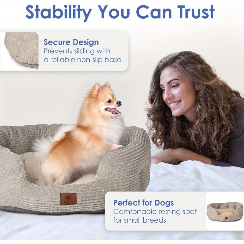 26 clamshell cuddler dog bed for medium large dogs plush popcorn texture non slip bottom machine washable ultra soft polyester with   support stylish pet bed for hardwood tile floors big dog bed cozy indoor resting elegant pet furniture durable supportive filling   fabric Product details 4