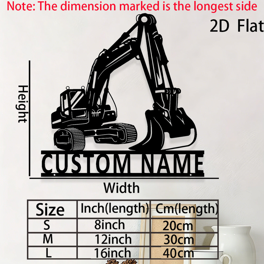 TEMU 1pc Custom Excavator Metal Sign Personalized Construction Vehicle Wall Art Unique Gift For Dad For Man Cave Garage Decor