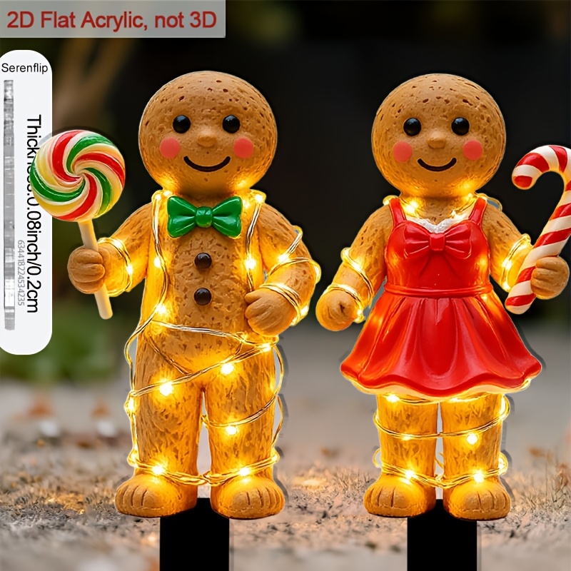 TEMU Décorations de piquets en acrylique de en pain d'épices, 2 pièces, plates 2D, adaptées à , parfaites pour Halloween. Deux modèles d'épices